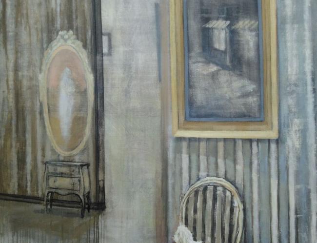 Antti Arkoma: Monet maailmat (2023, akryyli kankaalle, 130 x 100 cm)