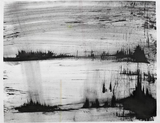 Paula Tella: Next to Nothing – Holes in the Structures of Existence (d) (2022, Indian ink and watercolour, 96 x 114 cm)