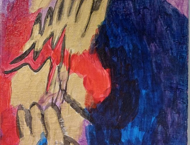 Katri Helansuo: Nimetön (Untitled, 2016, tempera, 27 x 33 cm)