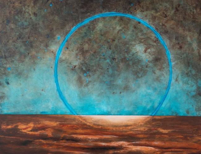 Olof Kangas: Celestial Mystery No 1. (2024, acrylic on canvas, 100 x 100 cm)