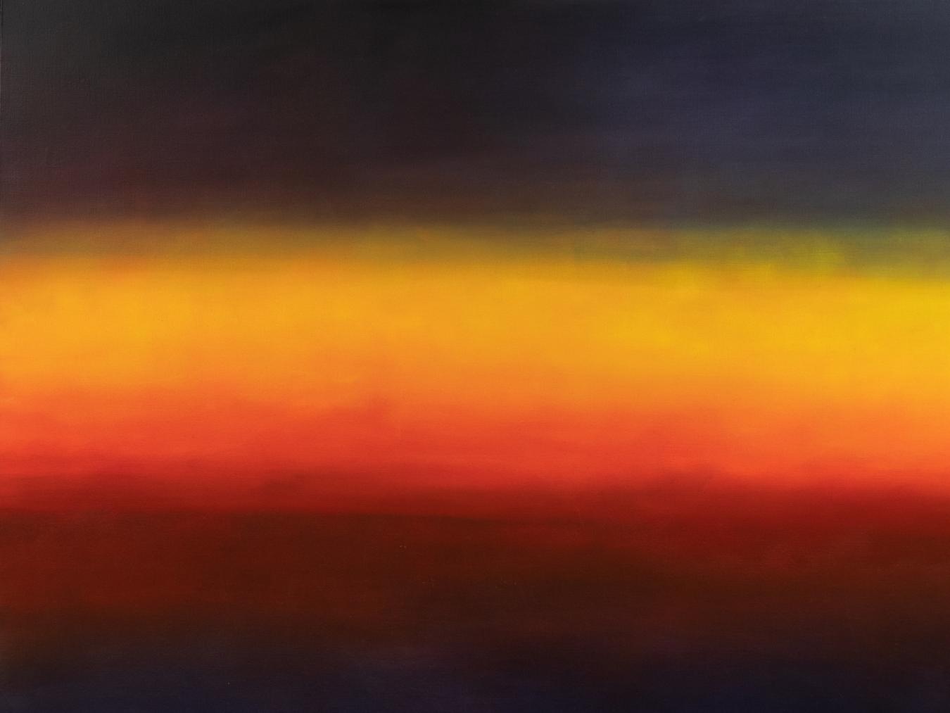 Riikka Ahlfors: Sunrise of the Sunset (2024, öljy kankaalle, 143 x 189 cm)