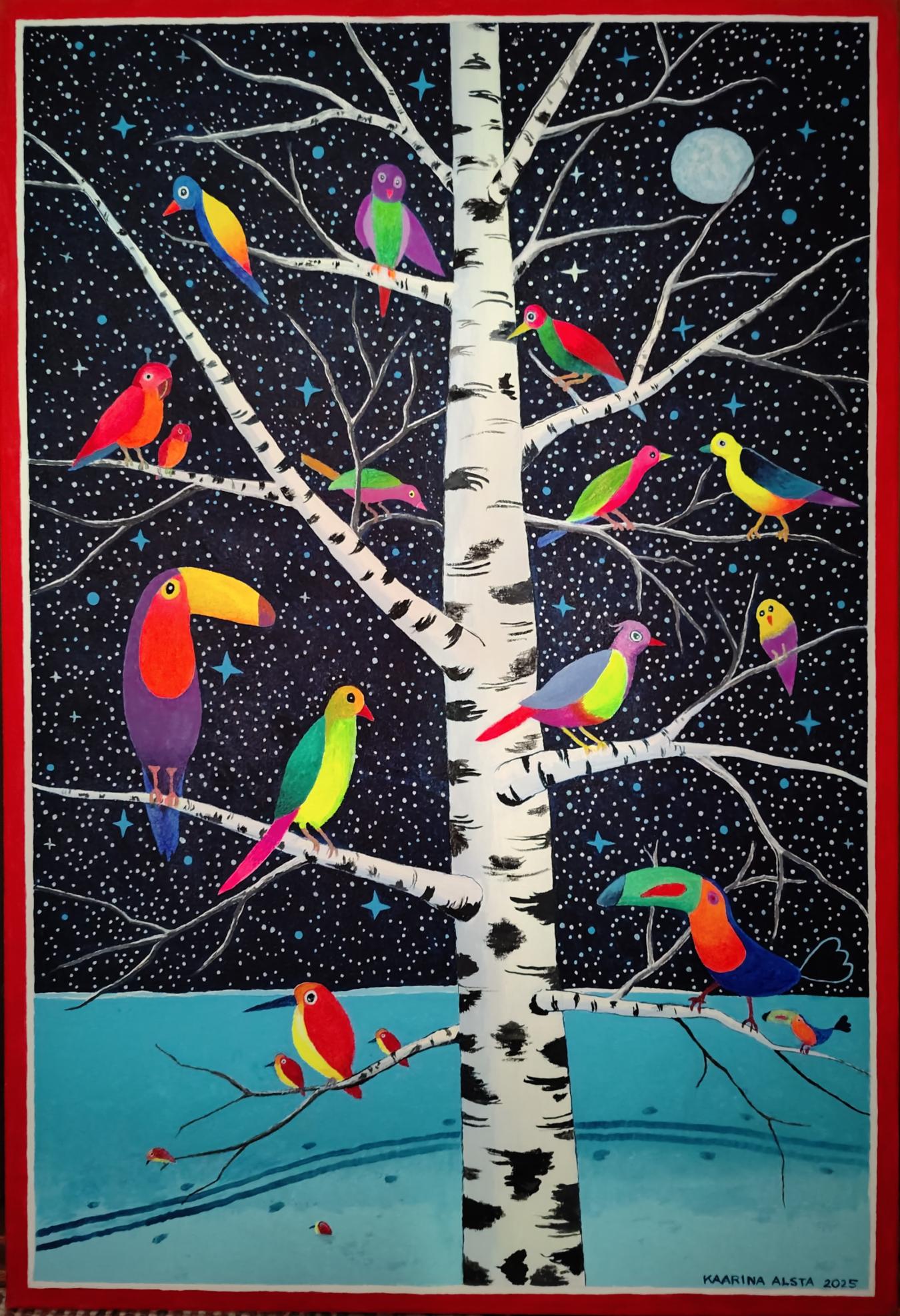 Kaarina Alsta: Maahanmuuttajat (Immigrants, 2025, acrylic, 93 x 63 cm) Kaarina Alsta: Maahanmuuttajat (Immigrants, 2025, acrylic, 93 x 63 cm)