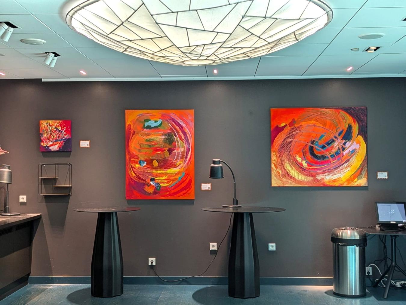 Paintings by Tuulevi Sivunen on display in the collaborative exhibition of the Art Lending office and snack brand Taffel | Photo: Laura Kansanen-Stavale Paintings by Tuulevi Sivunen on display in the collaborative exhibition of the Art Lending office and snack brand Taffel | Photo: Laura Kansanen-Stavale