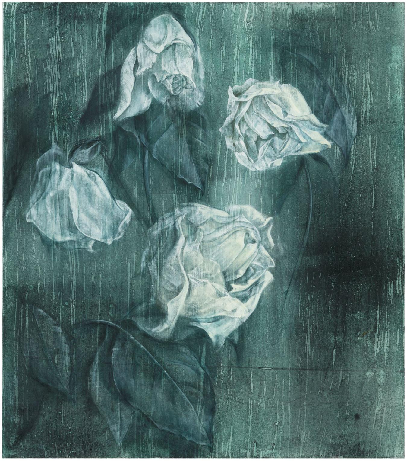 Sara Orava: Neljä valkoista ruusua | Four white roses (2021, tempera kankaalle, 90 x 80 cm) Sara Orava: Neljä valkoista ruusua | Four white roses (2021, tempera kankaalle, 90 x 80 cm)