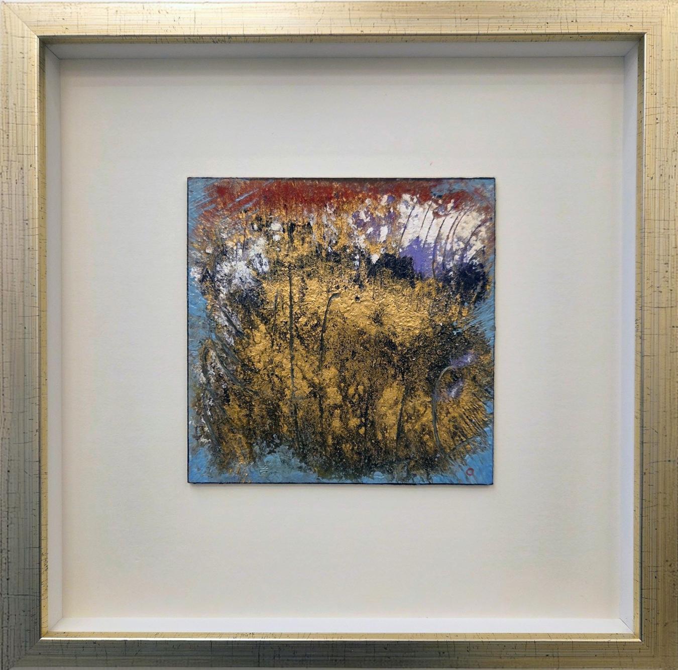 Jaro Palmu: Divine Colours. Fraktio. (2025, öljyväri ja väripigmentti levylle, 15 x 15 cm, kehystettynä 31 x 31 cm)