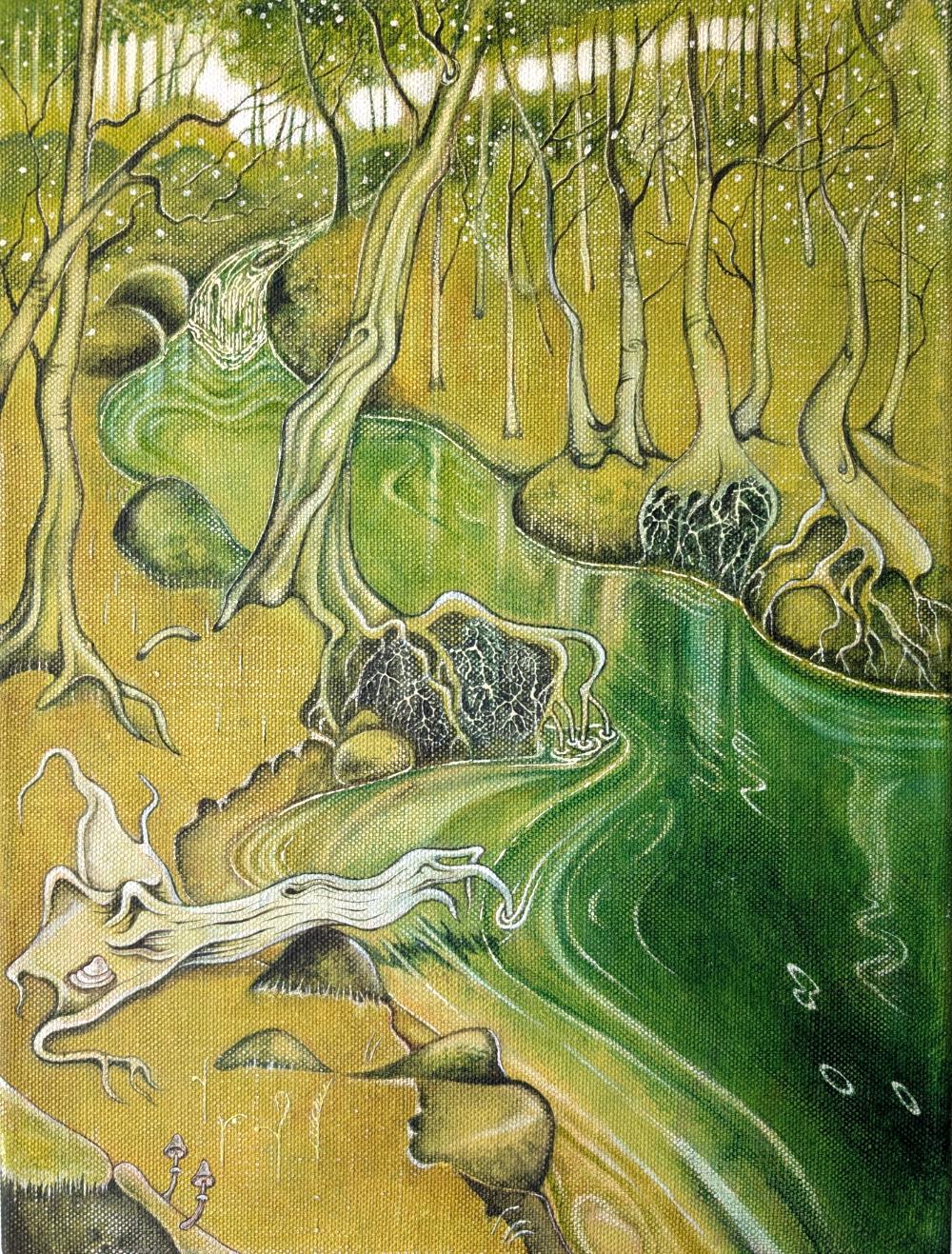 Sebastian Lindberg: Tuoni (2025, akryyli ja öljy kankaalle, 40 x 30 cm)