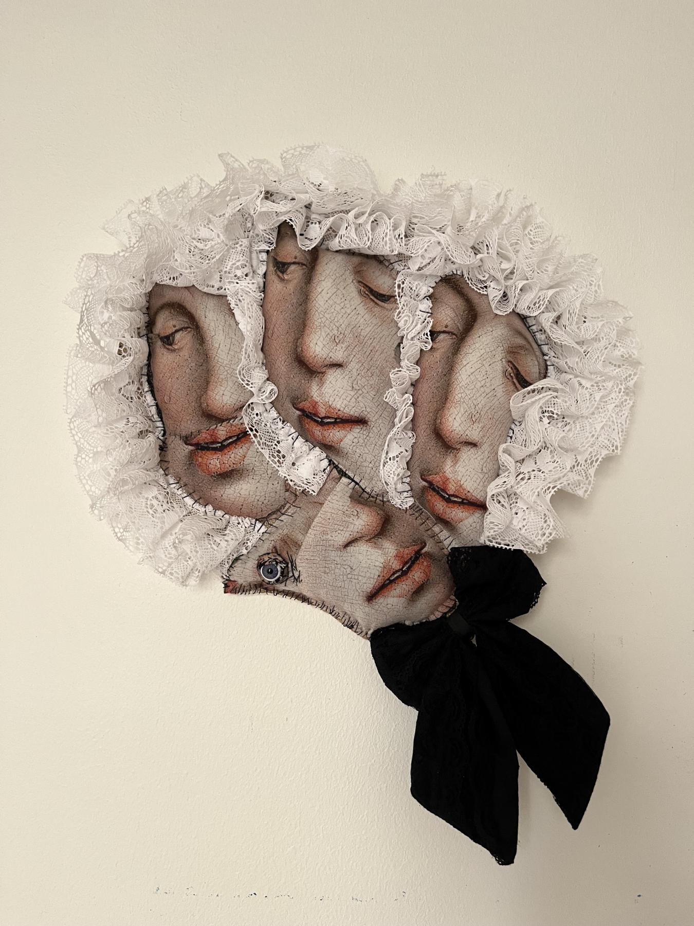Tuija Markonsalo: Ikävä (Longing, 2025, textile relief, 40 x 40 x 4 cm)