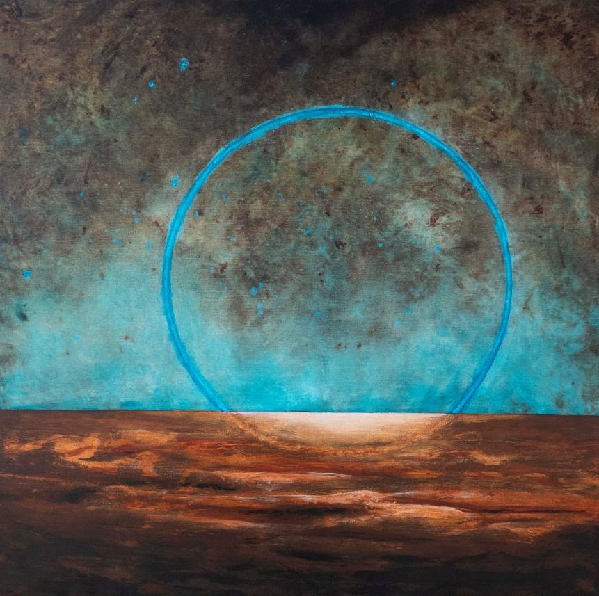 Olof Kangas: Celestial Mystery No 1. (2024, acrylic on canvas, 100 x 100 cm)