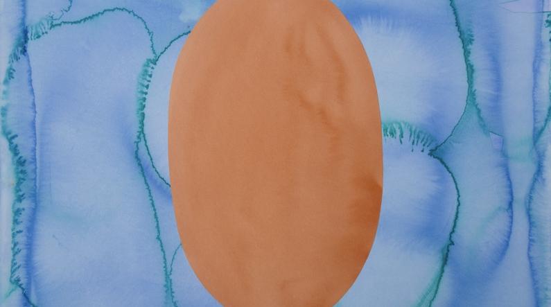 Mervi Karhunen: Olemassaolon kieli (2026, vesiväri paperille, 76 x 56 cm)